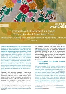 Comments on the development of a revised policy on sexual and gender-based crimes: Submission from UN Women to the Office of the Prosecutor at the International Criminal Court