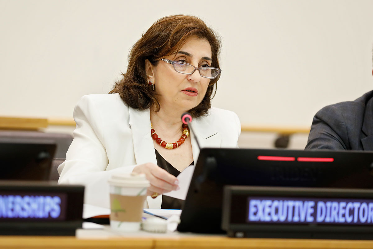UN Women Executive Director Sima Bahous addresses the Annual Session of the Executive Board, 19 June 2023. Photo: UN Women/Ryan Brown