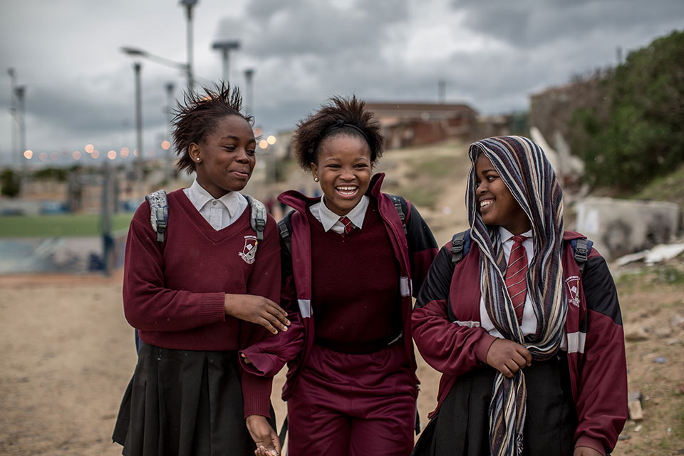 Students at the Yomelela Primary School in Khayelitsha township, Cape Town UN Women/Karin Schermbrucker
