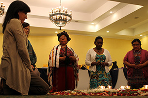 Initiation of a Mayan ceremony, led by Ana Laynes, indigenous leader and Mayor of Nebaj, Guatemala, to open the Post-2015 Consultation with Indigenous Women on 8 April. Photo credit: UN Women/Marco Barrera