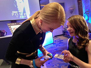 UN Women Goodwill Ambassador Nicole Kidman greets a young activist and fan following the awards ceremony. 