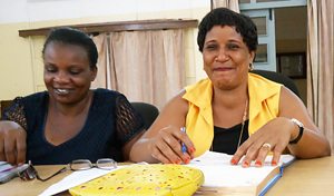 Esther Nathai Mufui (left) is Treasurer and Emmy Kiula (right) is Chairperson of the Tanzanian Women in Food Processing Trust, through which more than 200 women have pooled their resources to spur local agribusiness. Photo credit: UN Women, Laura Beke.