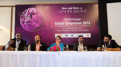 Moderated by the Chief of UN Women's Civil Society Section, Lopa Banerjee (centre), participants in the HeForShe conversation discussed how effective policies and measures to promote gender equality have been in transforming gender relations, what challenges remain and how male leaders can be more strategic in moving the agenda forward. Photo: UN Women/Tushar Mehra