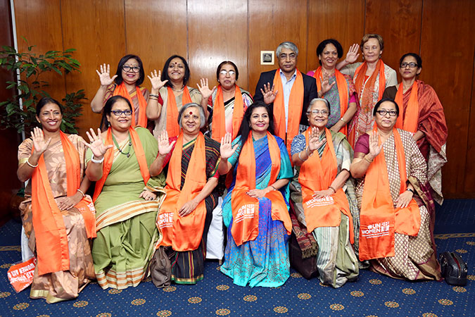 UN Women Deputy Executive Director Lakshmi Puri with civil society leaders in Bangladesh. Photo credit: UN Women Bangladesh