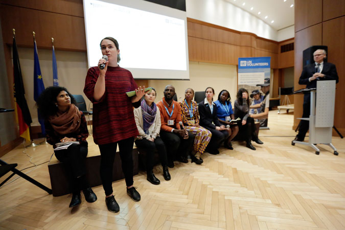 Vilja Liikanen speaks during the Q&A session of the side event "Women Peace and Volunteerism: Partnerships for Sustaining Peace" held at the Permanent Mission of Germany on 27 October 2016. Photo: UN Women/Ryan Brown