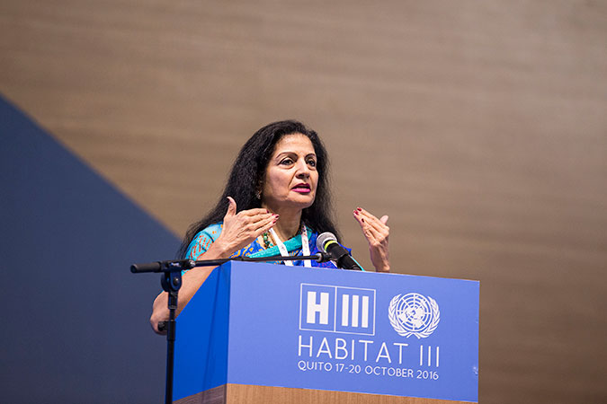 UN Women Deputy Executive Director Lakshmi Puri at Habitat III Photo: UN Women/Martín Jaramillo Serrano