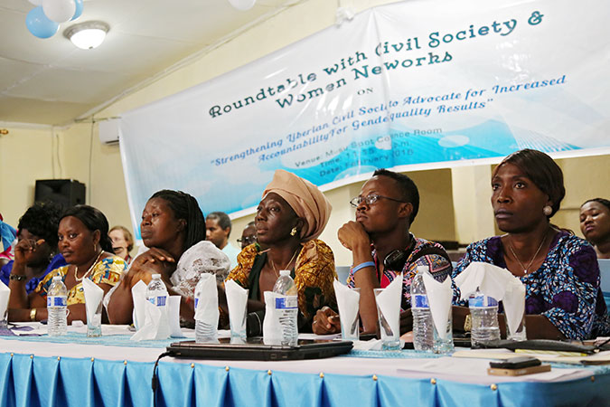 More than 50 representatives from civil society organizations and women’s networks in Liberia met to share their needs. Photo: UN Women/Winston Daryoue