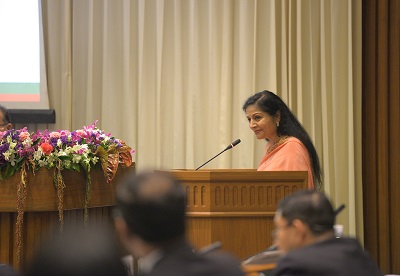 Ms. Lakshmi Puri, UN Women Assistant-Secretary-General and Deputy Executive Director participates in the GFMD Thematic Workshop on Connectivity, Migration and Business at UNCC Bangkok. Hosted by the Embassy of Bangladesh to Thailand. Photo: UN Women/Pathumporn Thongking