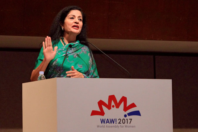 UN Women Deputy Executive Director Lakshmi Puri speaks at WAW 2017. Photo: UN Women/Katsuhiro Kaneko