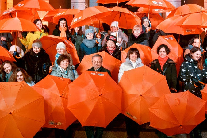 People commemorate the 16 Days of Activism with flashmobs across Ukraine. UN Women/Andriy Krepkih