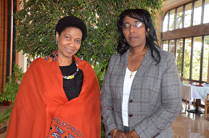 UN Women Executive Director, Dr. Phumzile Mlambo-Ngcuka with the new Ethiopia Minister of GenderDemitu Hambisa Bonsa. Photo: UN Women/Martha Wanjala