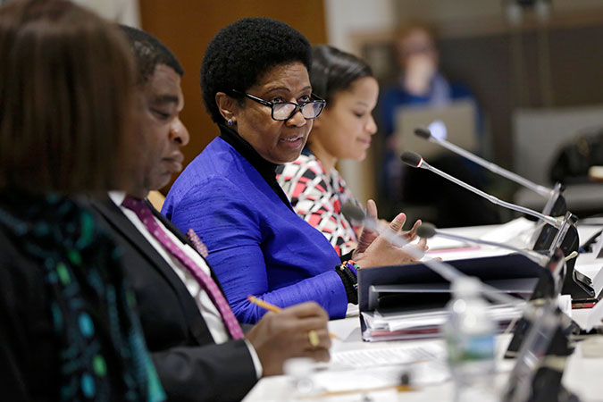 UN Women Executive Director Phumzile Mlambo-Ngcuka speaks at the event “The Roadmap for Substantive Equality:2030” held at United Nations Headquarters on 14 February 2017. Photo: UN Women/Ryan Brown