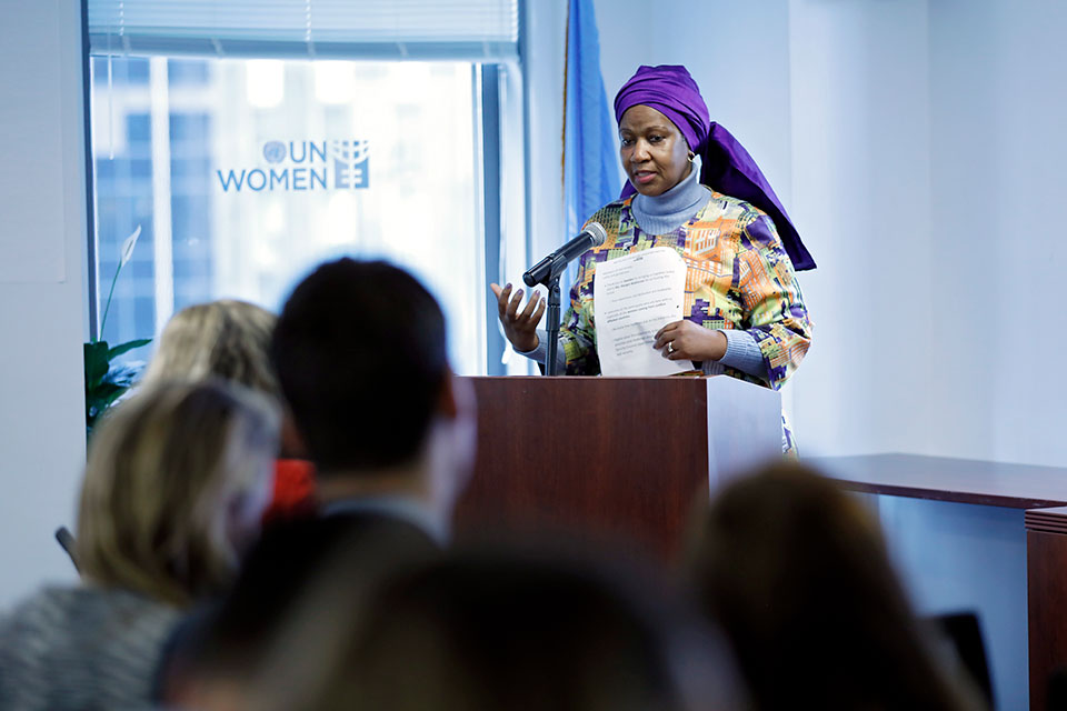 UN Women Executive Director Phumzile Mlambo-Ngcuka speaks at an interactive forum on women, peace and security, on 23 October in New York. Photo: UN Women/Ryan Brown