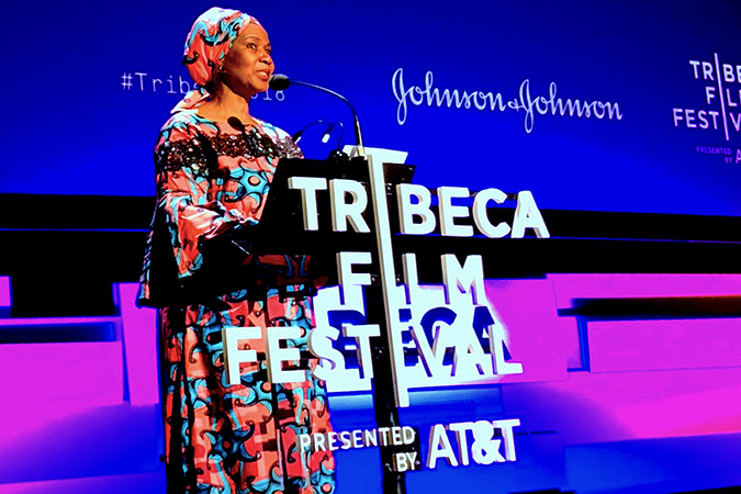 UN Women Executive Director Phumzile Mlambo-Ngcuka speaks at the Tribeca Film Festival’s Tribeca Talks – Times up event. Photo: UN Women