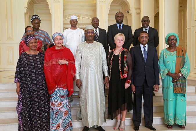 While in Chad, the high level delegation met with Idriss Deby, President of Chad (pictured front row, third from left). The delegation included UN Women Executive Director Phumzile Mlambo-Ngcuka; UN Deputy Secretary-General Amina Mohammed; Margot Wallström, Minister for Foreign Affairs of Sweden; and Bineta Diop, AU Special Envoy for Women, Peace & Security. Photo: UN Chad