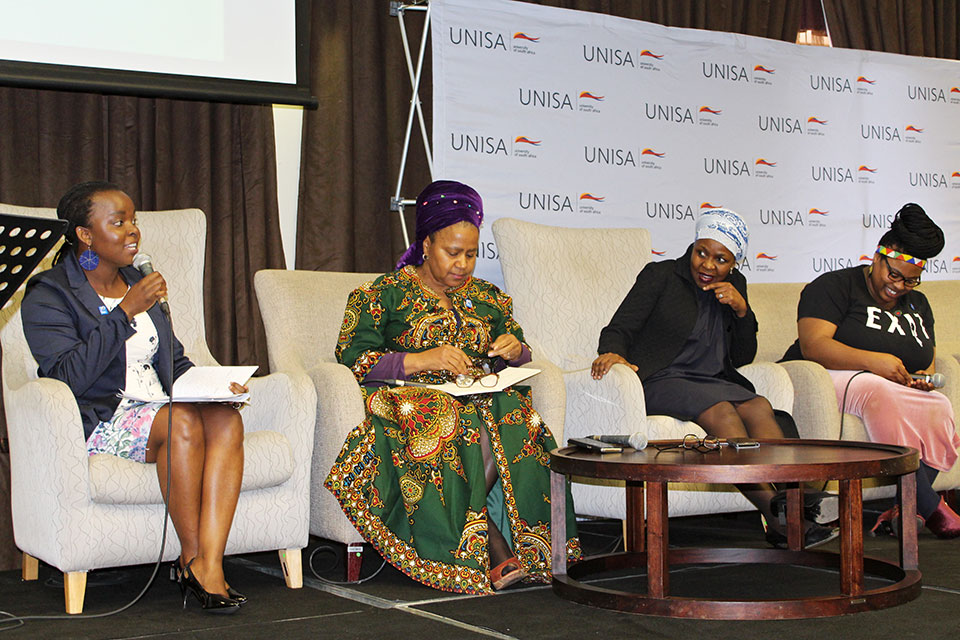 Panelists at the “Supporting social movements and civil society activism to Leave No One Behind for peace, prosperity and sustainable development" event in South Africa. Photo: UN Women/Martha Wanjala