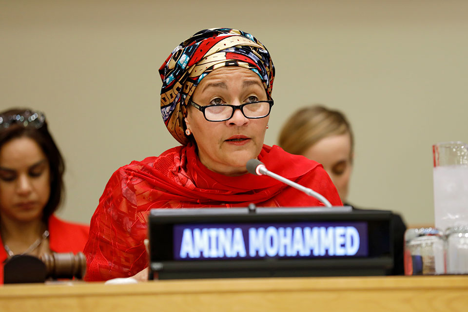 UN Deputy Secretary-General Amina J. Mohammed speaks at the Spotlight on Femicide in Latin America event during the UN General Assembly. Photo: UN Women/Ryan Brown