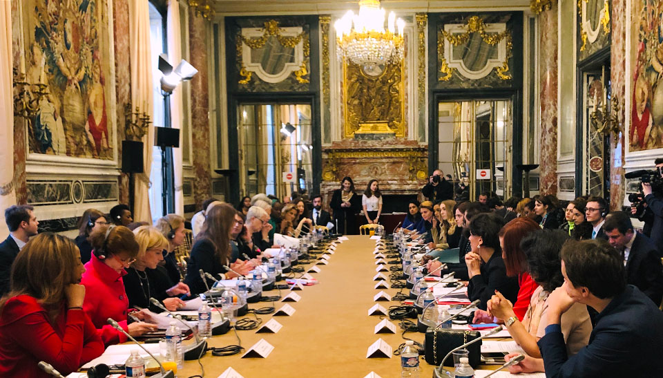 Meeting of the Members of the G7 Advisory Council for Gender Equality, hosted by Minister Marlène Schiappa, Elysées Palace, Paris, 19 February. Photo: UN Women/Laurence Gillois