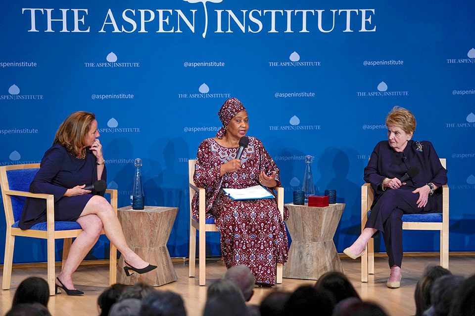 Peggy Clark, Vice President of Policy Programs and Executive Director of Aspen Global Innovators Group; Phumzile Mlambo-Ngcuka, Executive Director of UN Women and  Madeleine Albright, former US Secretary of State. Photo Courtesy of The Aspen Institute