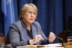 La Directora de ONU Mujeres Michelle Bachelet da cuentas de las prioridades de la organización en el transcurso de una conferencia de prensa celebrada el 25 de enero pasado. (Foto: ONU/Paulo Filgueiras)