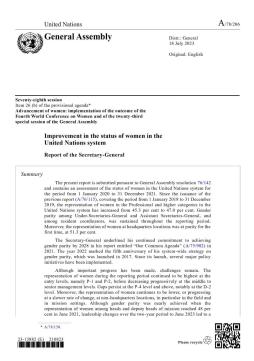 Improvement in the status of women in the United Nations system: Report of the Secretary-General (2023)