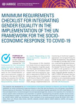 Minimum requirements checklist for integrating gender equality in the implementation of the UN Framework for the Socioeconomic Response to COVID-19