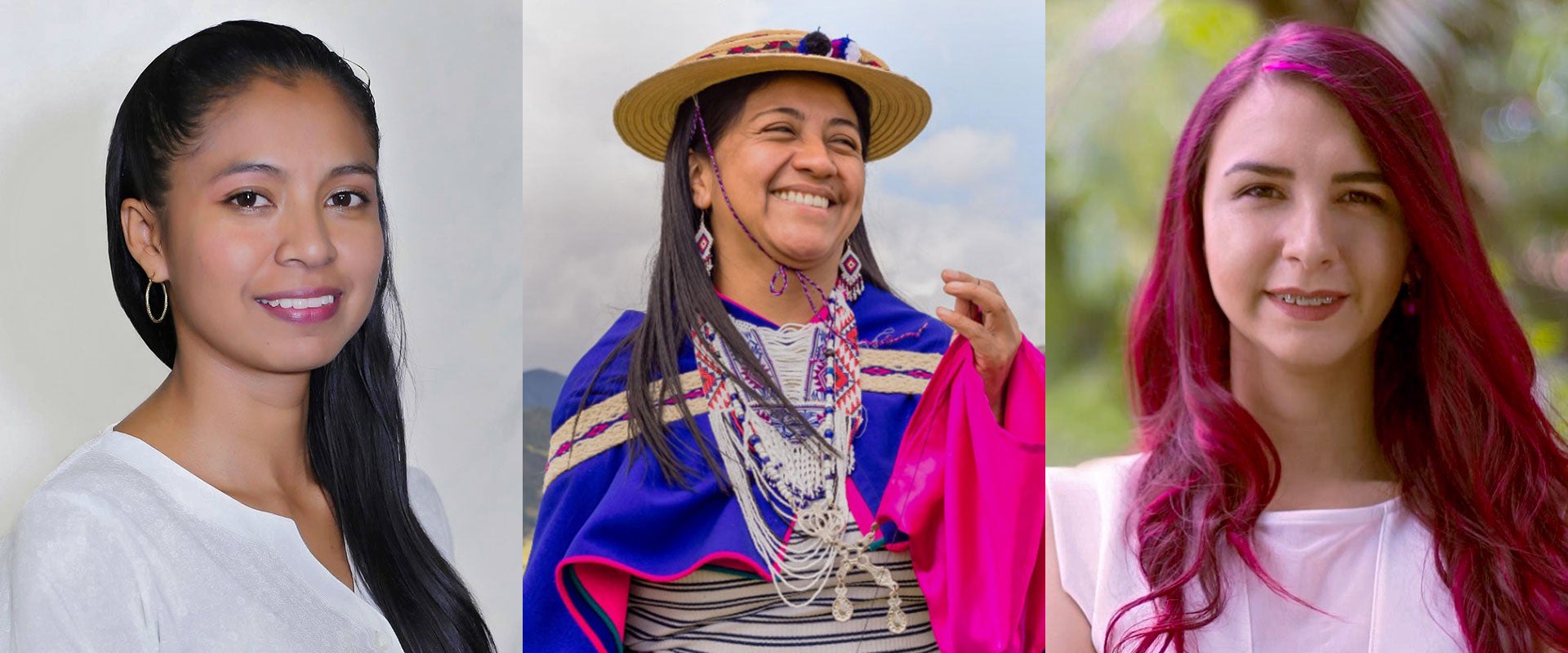 collage of portraits of María Camila Suárez, Mercedes Tunubalá and Johanna Melissa Rodríguez