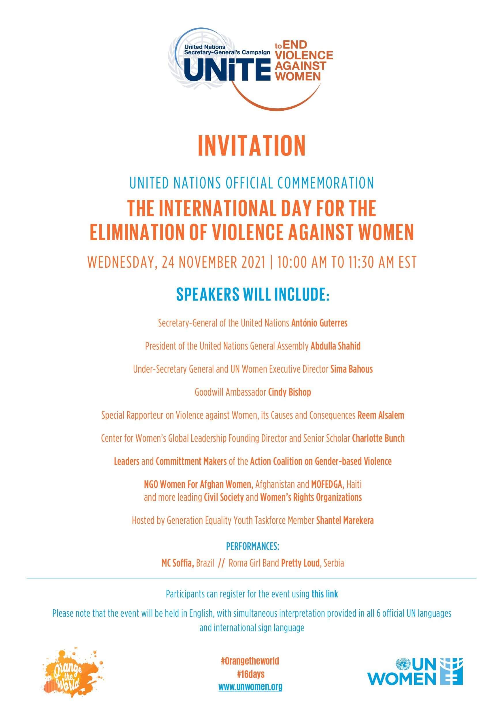 UN official commemoration of the International Day for the Elimination of Violence against Women
