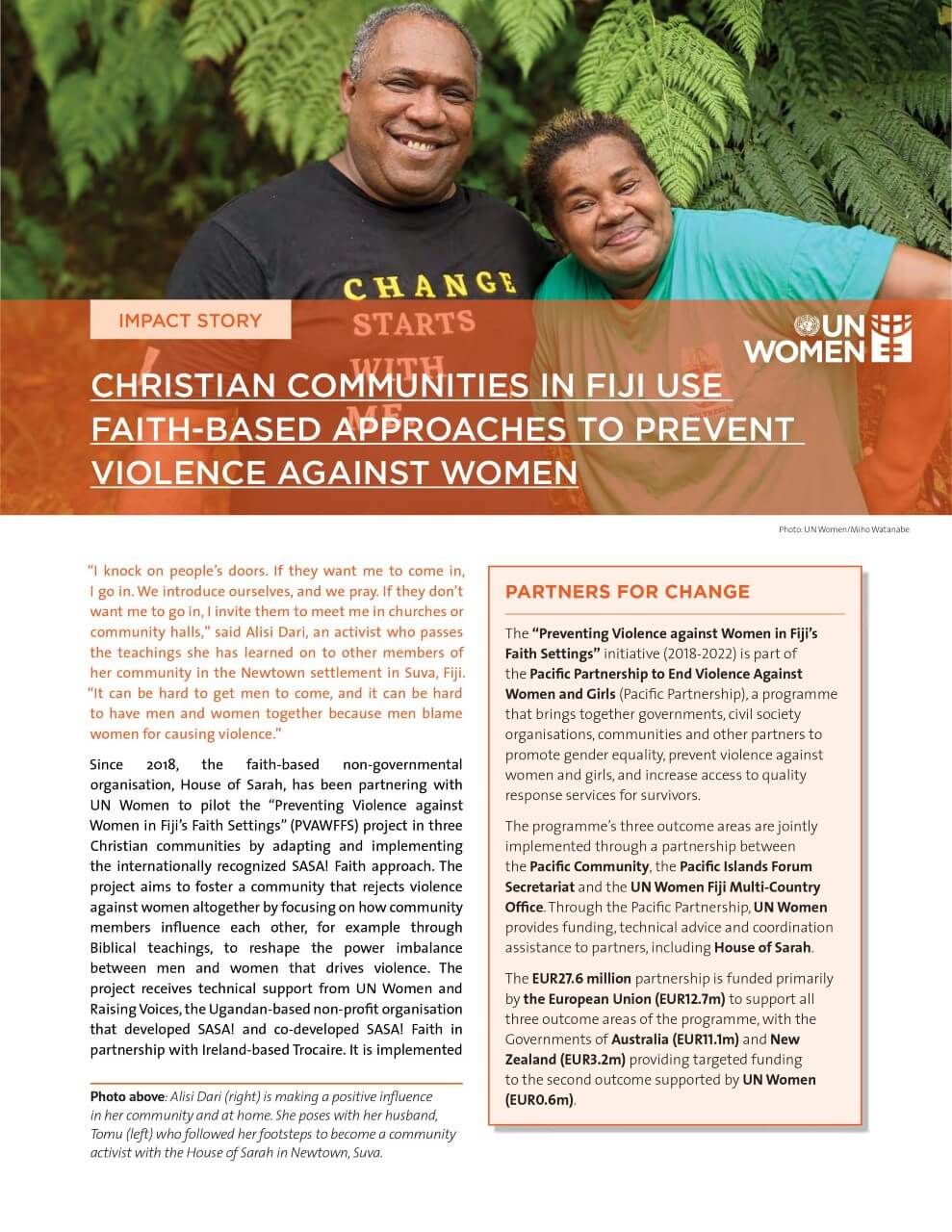 Christian communities in Fiji use faith-based approaches to prevent violence against women