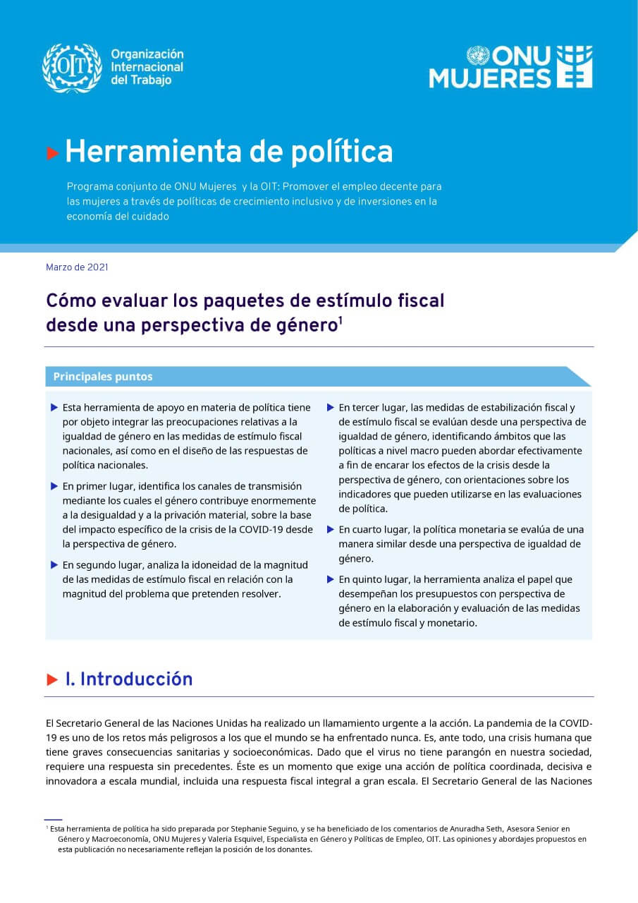 Cómo evaluar los paquetes de estímulo fiscal desde una perspectiva de género