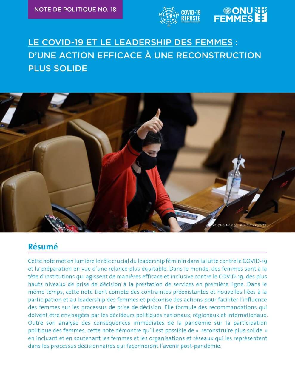 Le COVID-19 et le leadership des femmes : D’une action efficace à une reconstruction plus solide