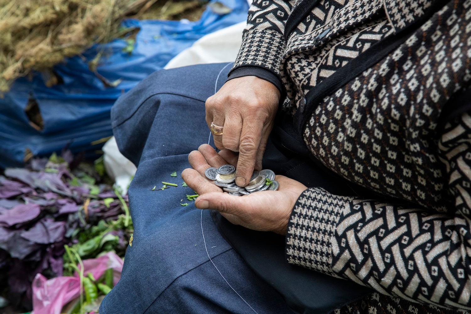 In Tbilisi, Georgia, the restriction of public transportation has made it extremely hard for sellers to travel to and from their destination. Photo: IMF Photo/Daro Sulakauri.