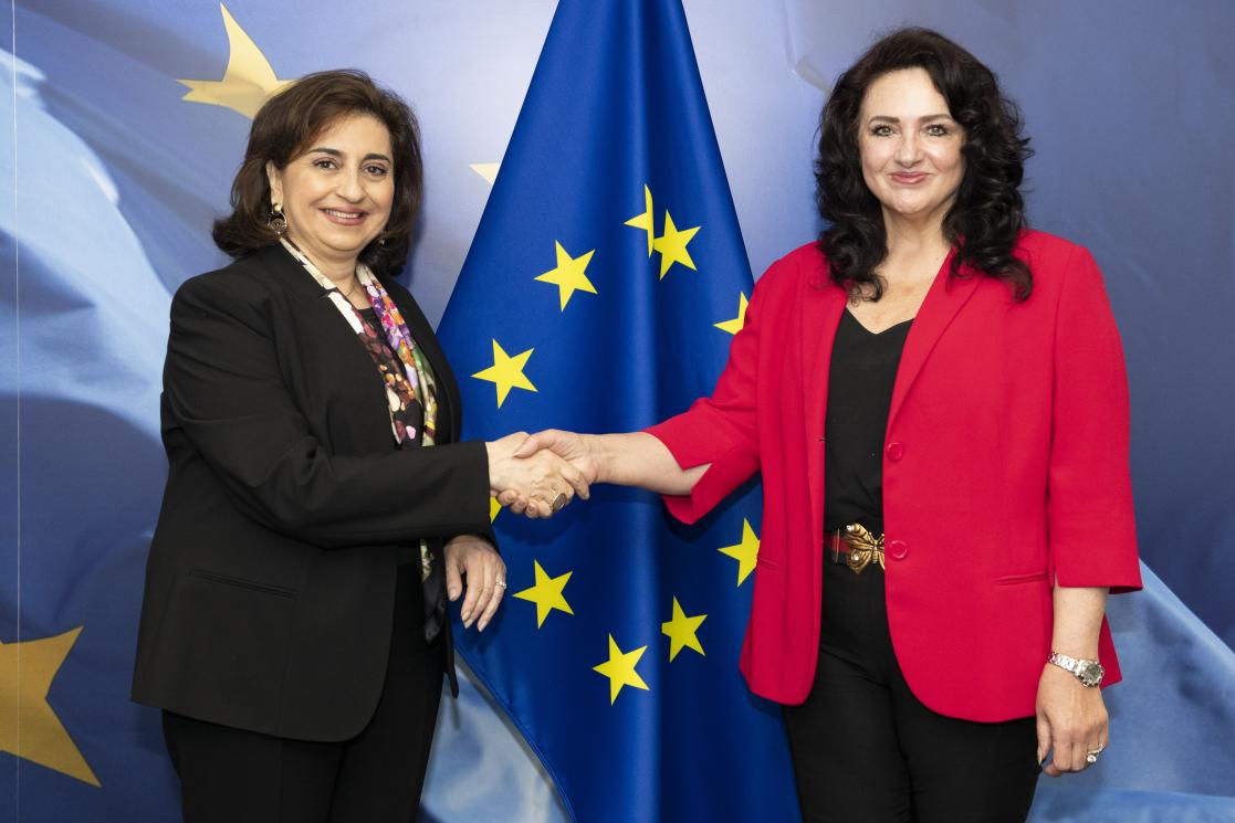 UN Women Executive Director Sima Bahous  and European Commissioner Helena Dalli. Photo:  European Union 2022 