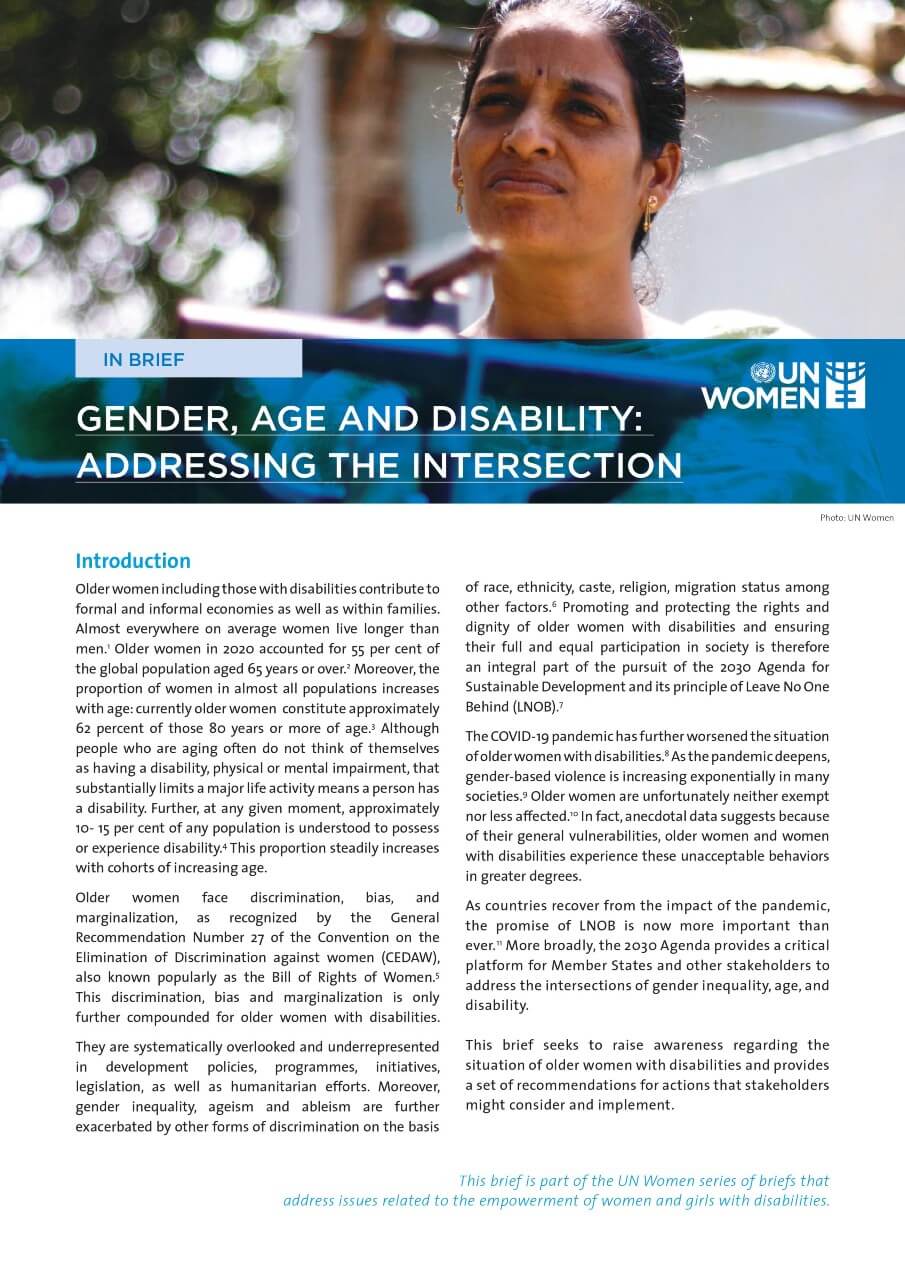 Gender, age, and disability: Addressing the intersection