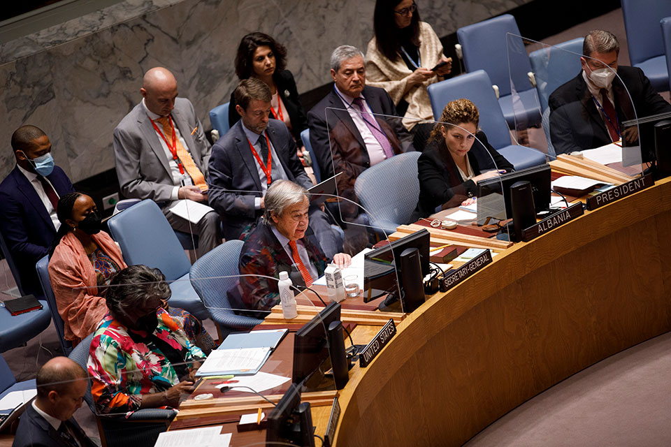 UN Secretary-General António Guterres addresses the UN Security Council at the Open Debate on Women, Peace and Security. Photo: UN Women/Ryan Brown