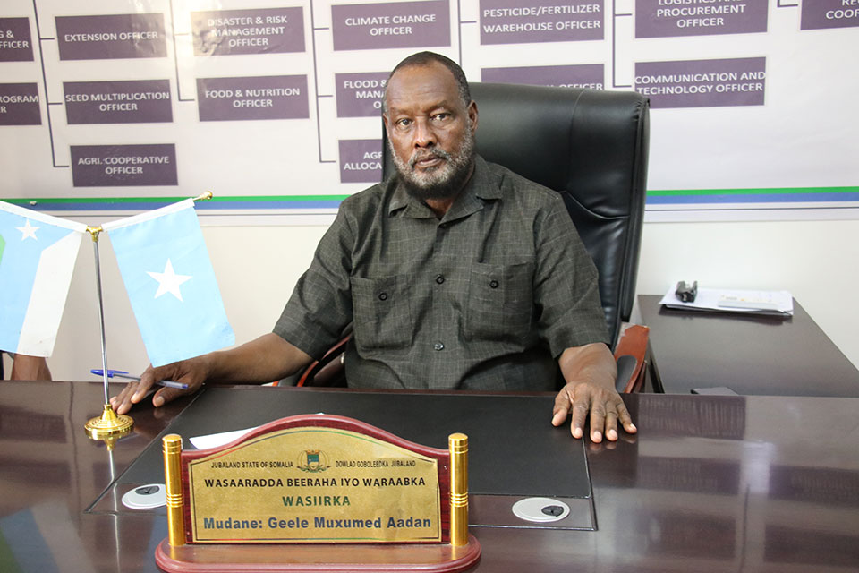 The Minister of Agriculture and Irrigation of Jubaland, Geele Mohamed Adan, believes that the LEAP project should be scaled up to other areas in Somalia. Photo: UN Women/Aijamal Duishebaeva