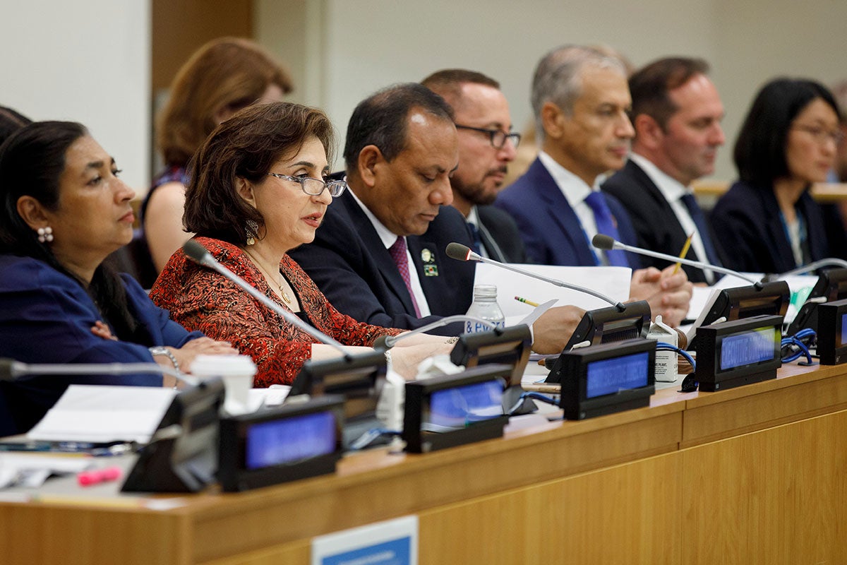 UN Women Executive Director Sima Bahous delivers remarks at the Second Regular Session of the UN Women Executive Board held in Conference Room 3 (CR3) at UN Headquarters in New York on 13 September 2022. Photo: UN Women/Ryan Brown