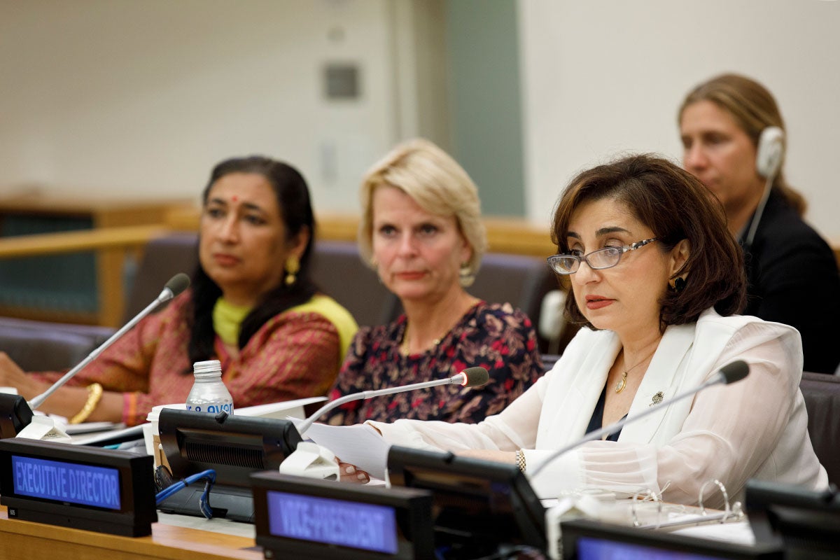 UN Women Executive Director Sima Bahous delivers closing remarks at the second regular session of the UN Women Executive Board held in Conference Room 3 (CR3) at UN Headquarters in New York on 14 September 2022. Photo: UN Women/Ryan Brown.