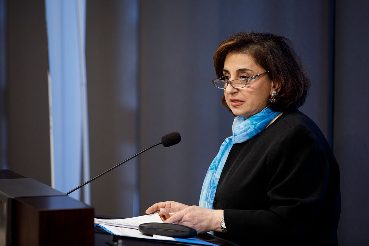 UN Women Executive Director Sima Bahous delivers remarks at the GA77 side event “A year of action: Building more equal and inclusive digital societies through multi-stakeholder partnerships” on 21 September 2022. Photo: UN Women/Ryan Brown
