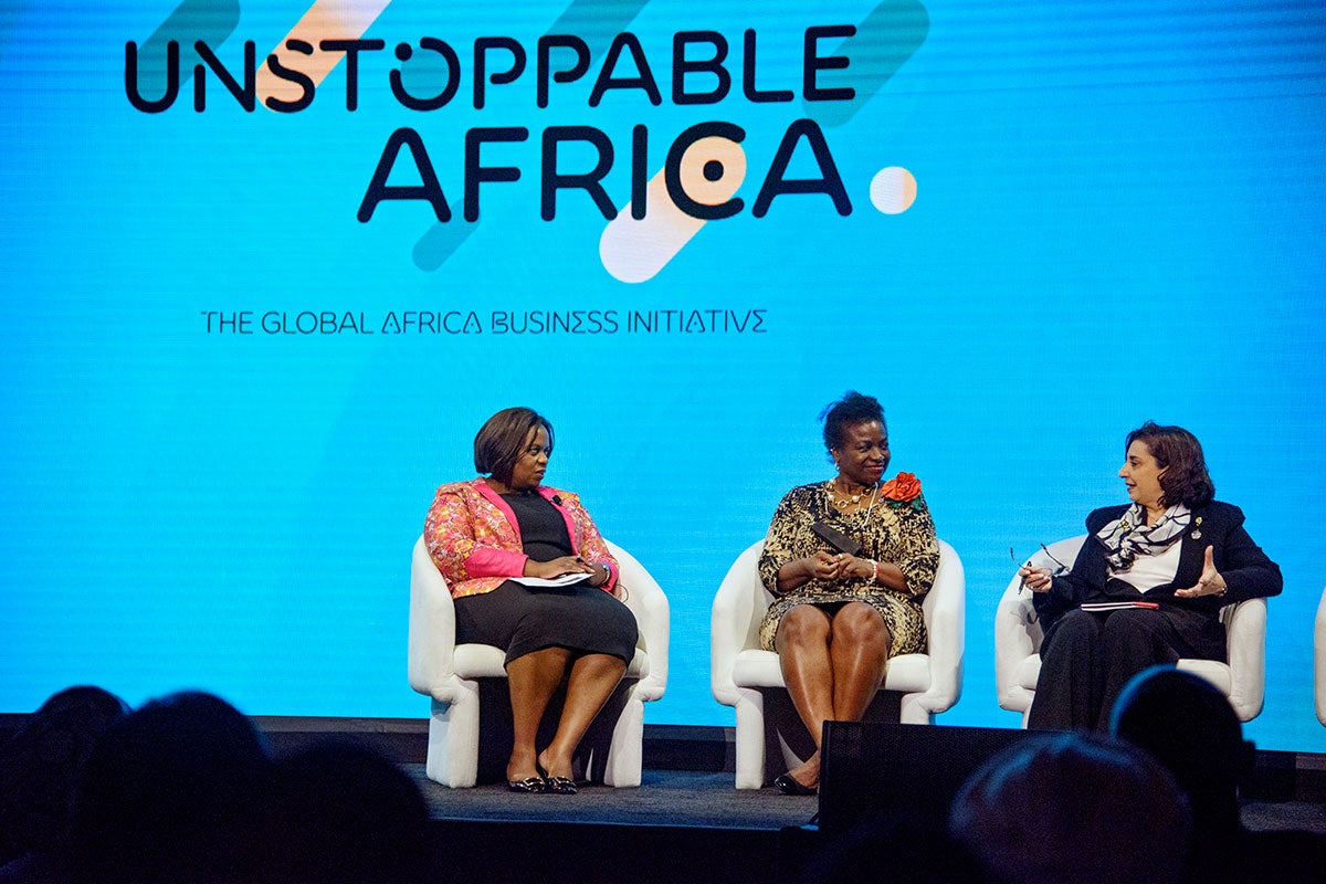 UN Women Executive Director Sima Bahous delivers remarks at the launch of the Global Africa Business Initiative (GABI) held in New York on 18 September 2022. Photo: UN Women/Catianne Tijerina