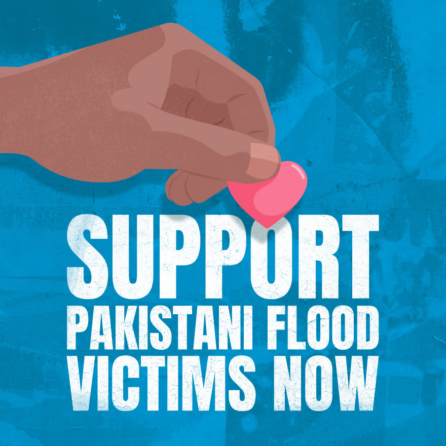 Support Pakistani flood victims now - banner