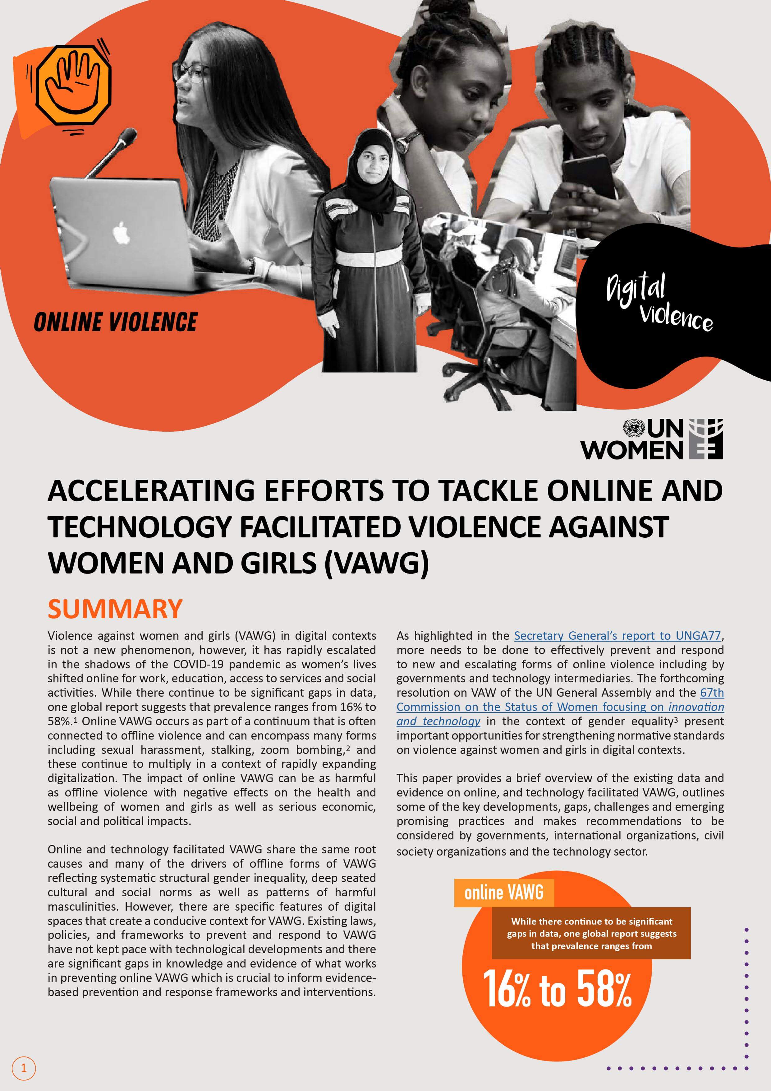 Accelerating efforts to tackle online and technology-facilitated violence against women and girls