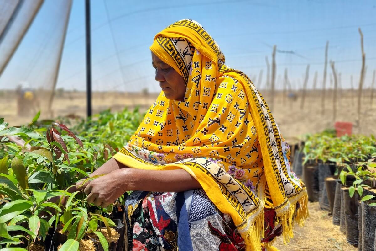 Mariam Ntungu tends her crops. Photo credit: UN Women/So Hee Kim