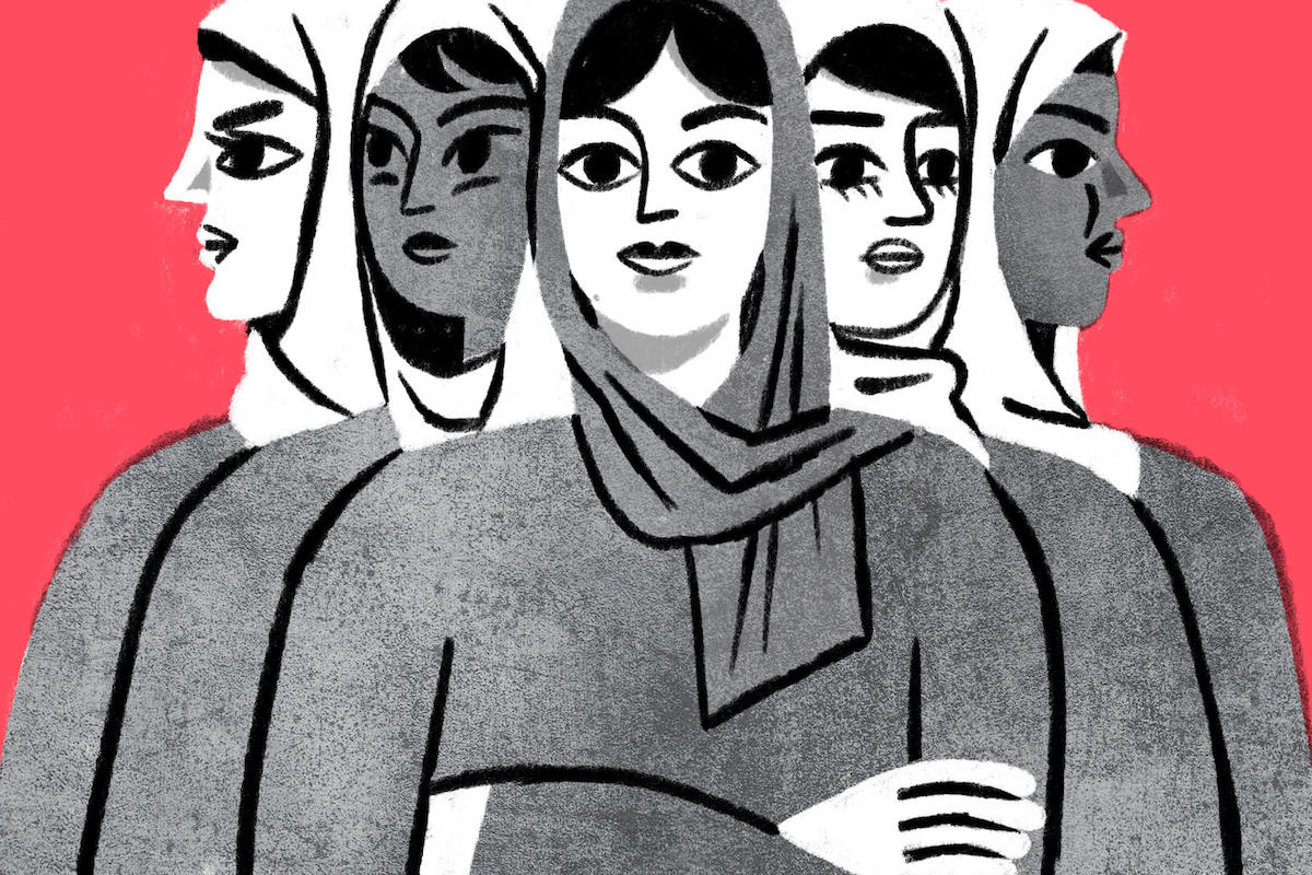 Illustration depicting Afghan women