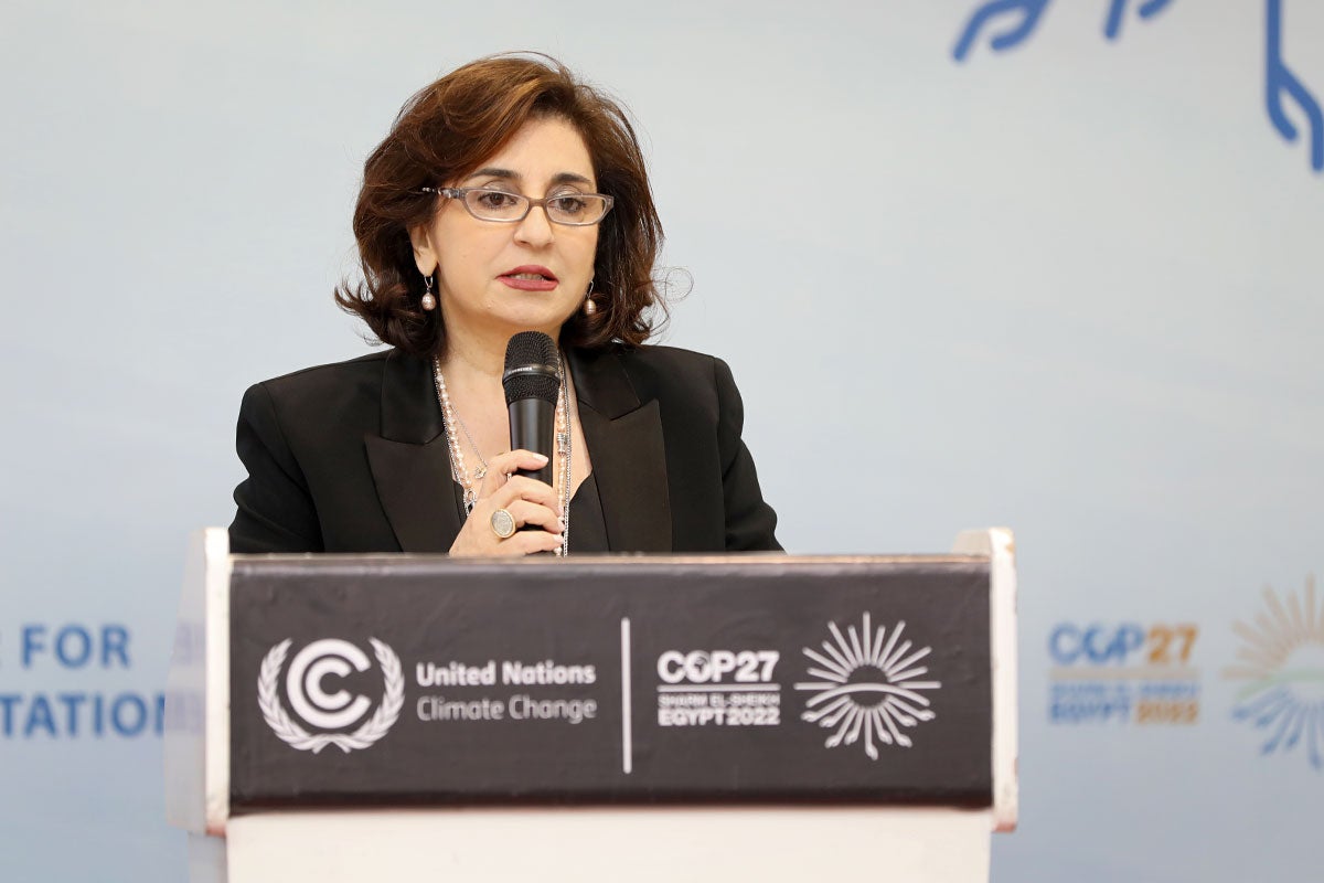 United Nations Under-Secretary-General and UN Women Executive Director Dr. Sima Bahous delivers remarks at the opening high-level panel of COP27 Gender Day on 14 November 2022. Photo: Egyptian National Council for Women