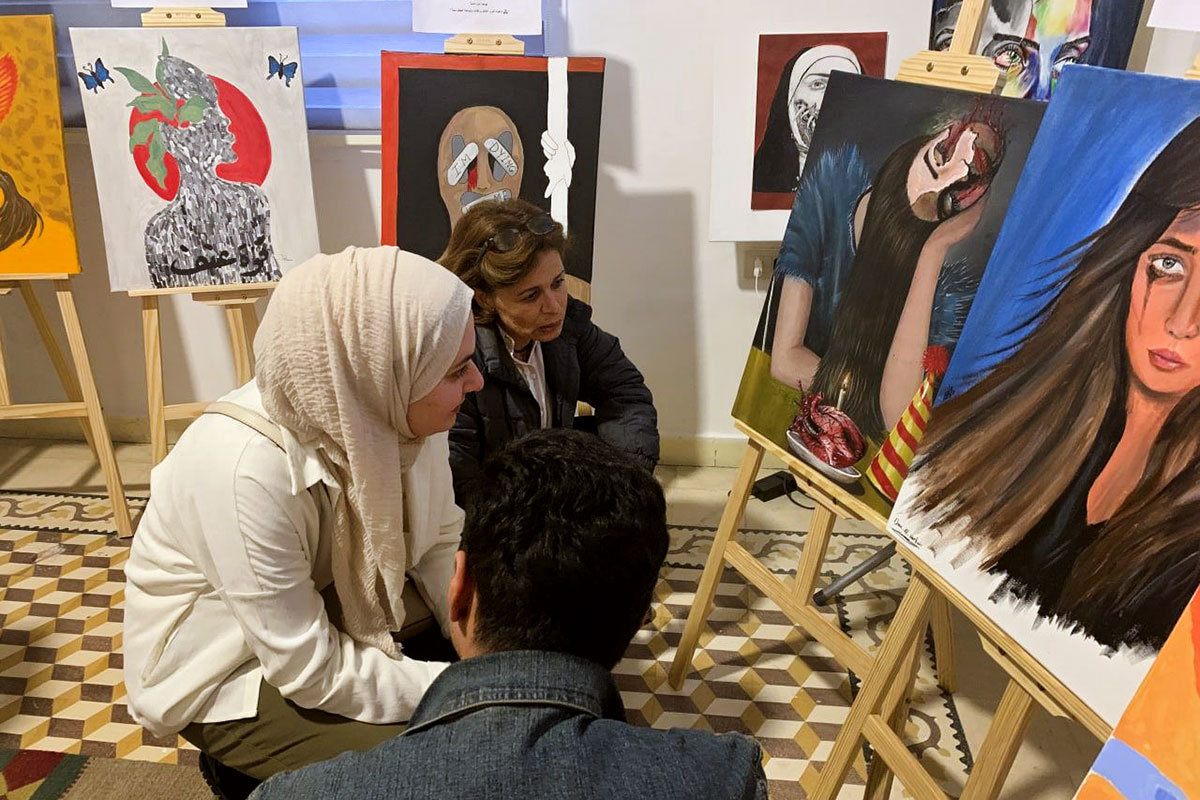 In Jordan, HeForShe Arabic activities for the 16 Days of Activism included an art workshop and exhibit. Photo: HeForShe Arabic