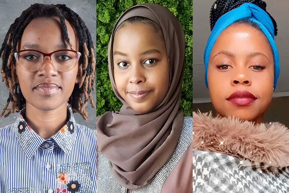 Desde la izquierda: Chantal Niyonkuru; Sizolwethu Maphanga y Mariam Said Muhammed. Fotos cortesía de las fotografiadas.