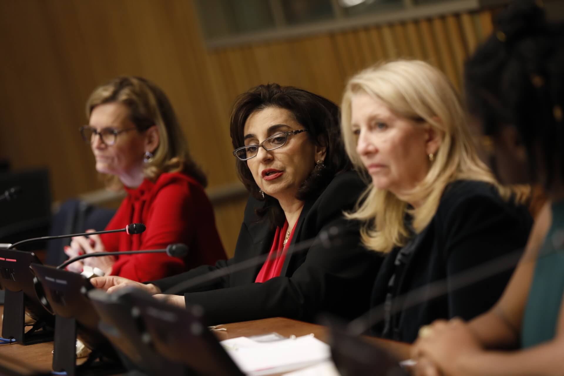 UN Women Executive Director Ms. Sima Bahous delivers a speech at the high-level side event “Open, Safe and Equal: Shaping a Digital Feminist Future”, hosted by UN Women/Generation Equality in collaboration with the Action Coalition on Innovation & Technology for Gender Equality, on Tuesday 7 March 2023. Photo: UN Women/Ryan Brown