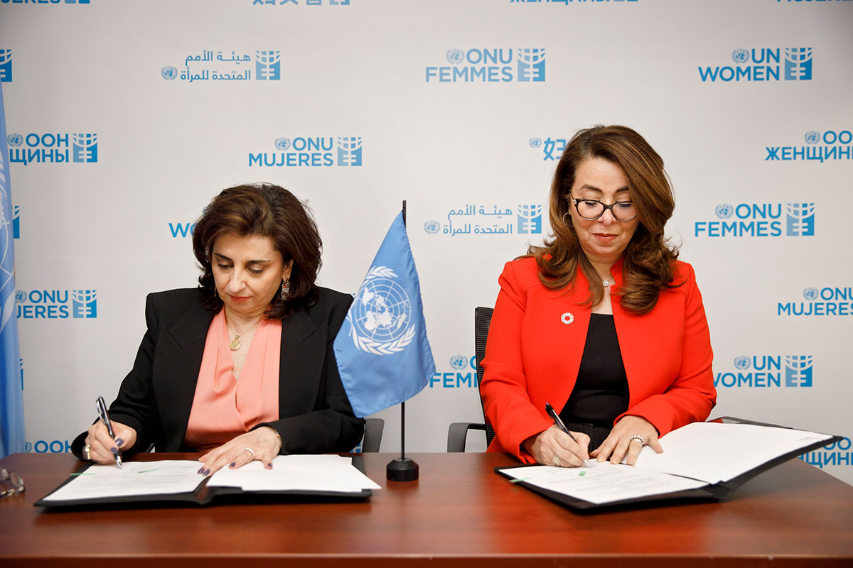 UN Women Executive Director Sima Bahous and UNODC Executive Director Ghada Waly. Photo: UN Women/Ryan Brown