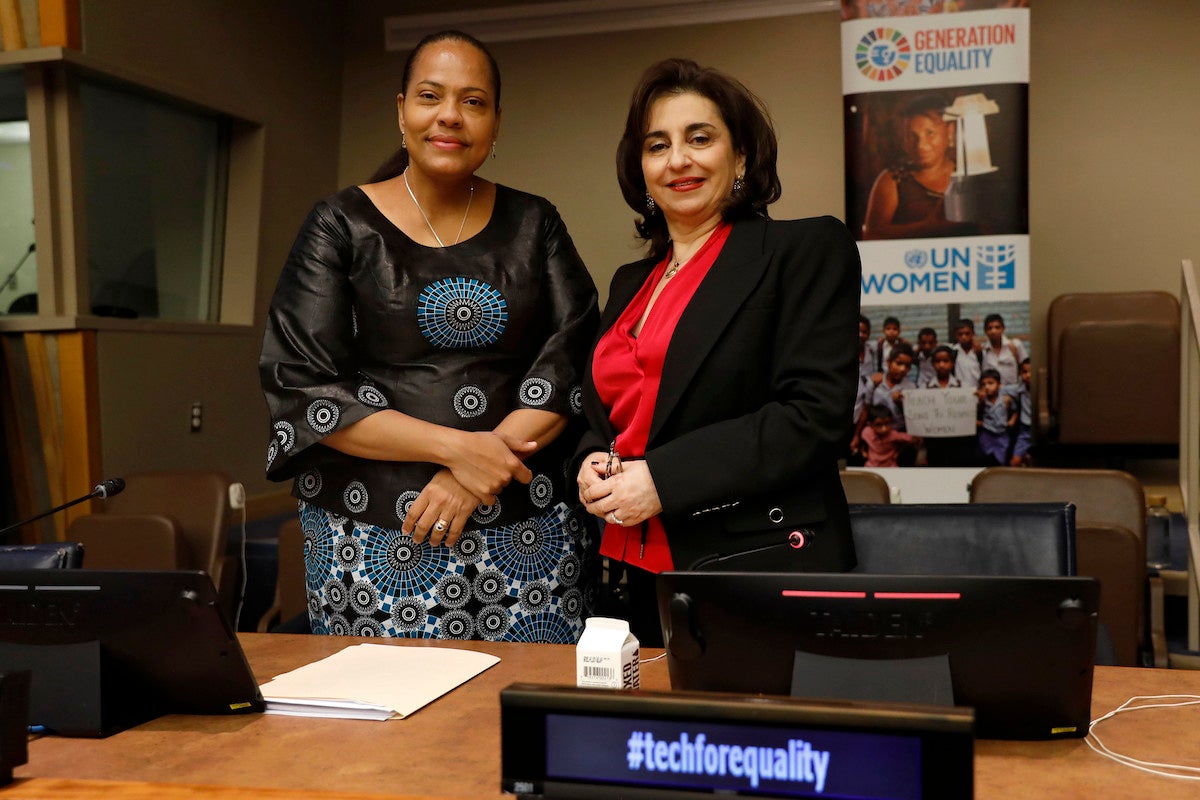 Ms. Angellah Kairuki, Minister of State United Republic of Tanzania, and Ms. Sima Bahous, Executive Director of UN Women, announced the Generation Equality Midpoint, which will be co-hosted by Tanzania: UN Women/Ryan Brown